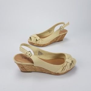 [Nine West] Alyssa Cork Wedge Sling Back Peep Toe